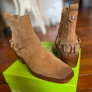 Sam Edelman Bellamie Leather Camel Suede Boot Size 9.5 M NIB